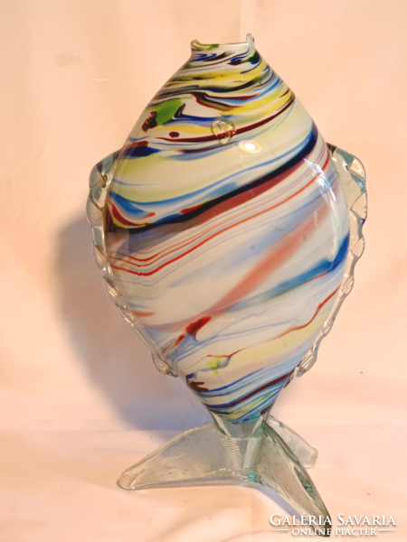 Nagyméretű üveg hal formájú váza