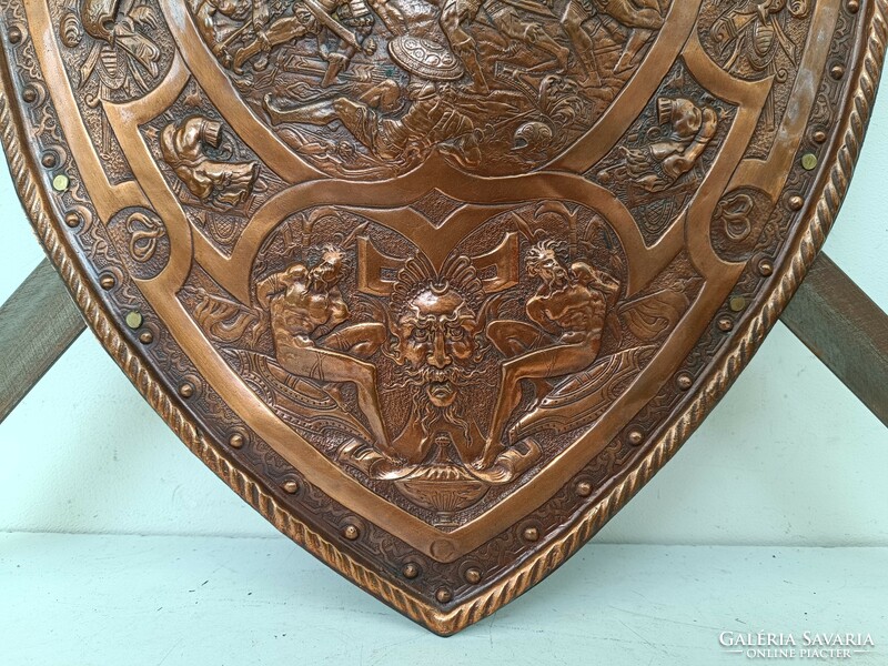 Antique red copper sword shield copy galvanoplastic wall decoration fight war battle military 745 8697