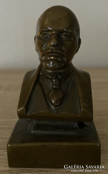 Réz Lenin mellszobor 560gr Lenin talapzaton asztaldísz nehezék