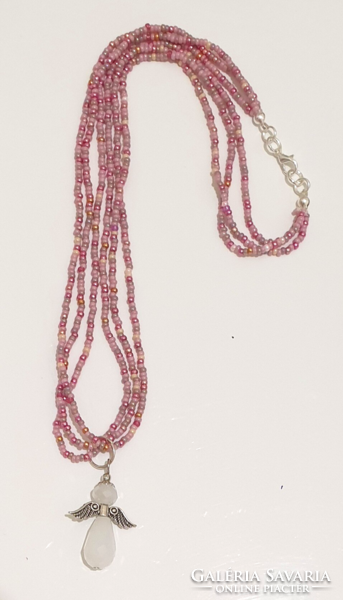 Miyuki unique glass pearl necklace with angel pendant 46cm