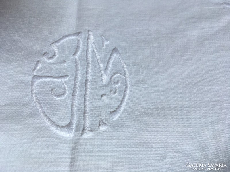 Two old white embroidered large pillowcases