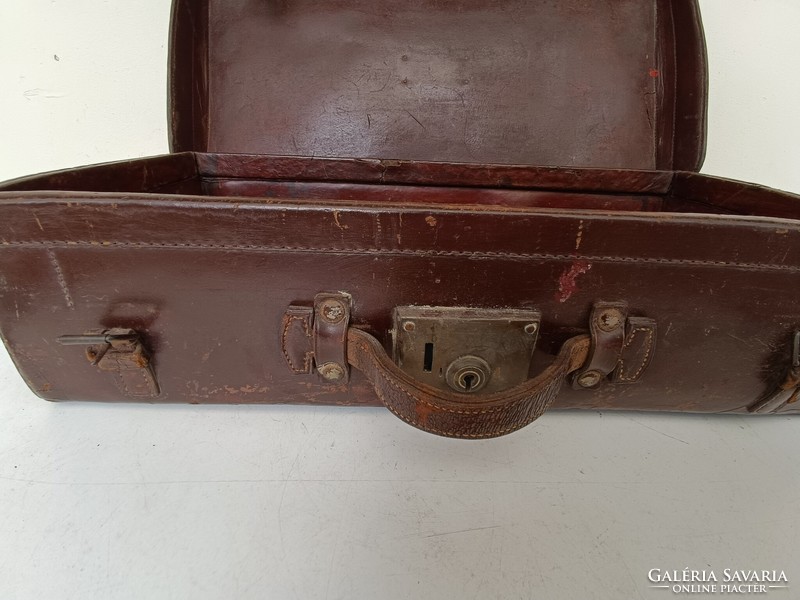 Antique tool bag suitcase suitcase with 3 handles costume film theater prop with damaged leather 723 8687
