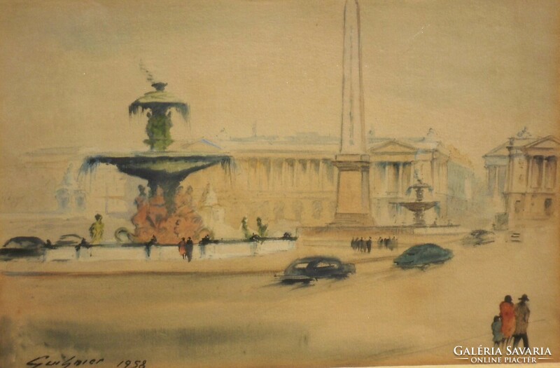 Fernand Guignier (1902-1972) : Párizs, Concorde tér / Place de la Concorde