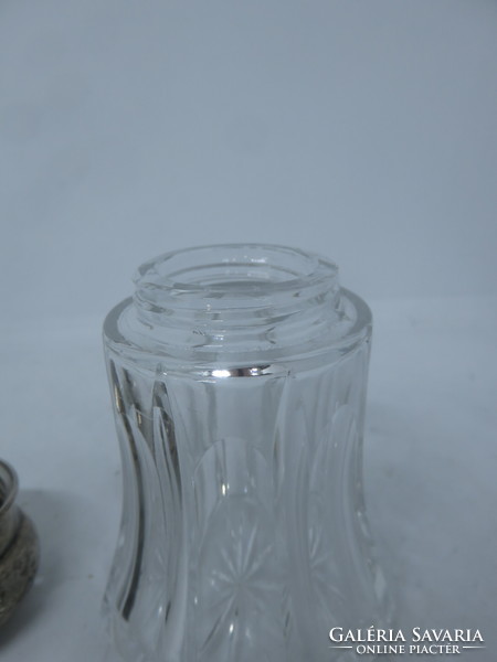 Német üveg porcukorszóró ezüst kupakkal