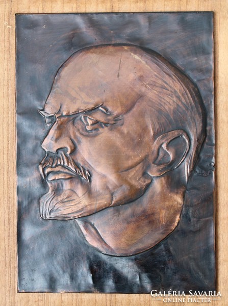 Jelzett réz Lenin falidísz