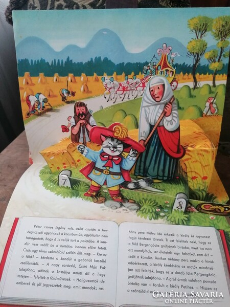 Cizmás kandúr kubasta 3d storybook 1970 Prague antique book rare