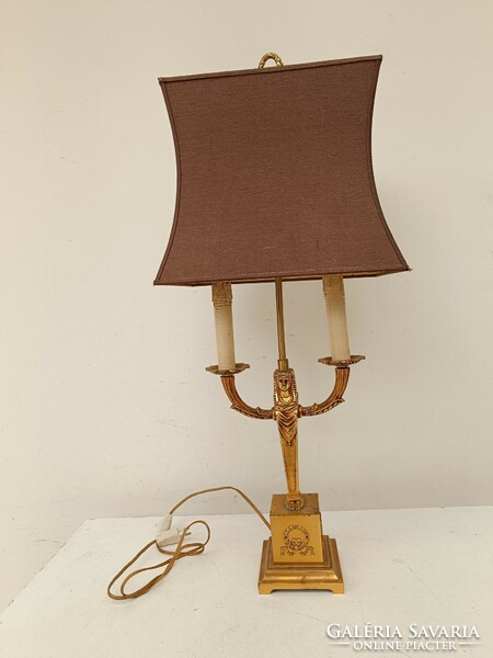 Antique empire style copper fixture table lamp with shade 864 8707