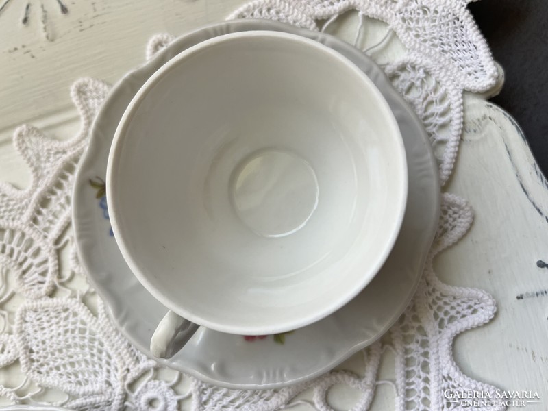 Pair of charming Zsolnay baroque coffee cups with small flowers