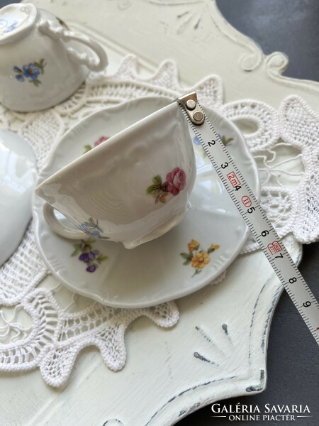 Pair of charming Zsolnay baroque coffee cups with small flowers