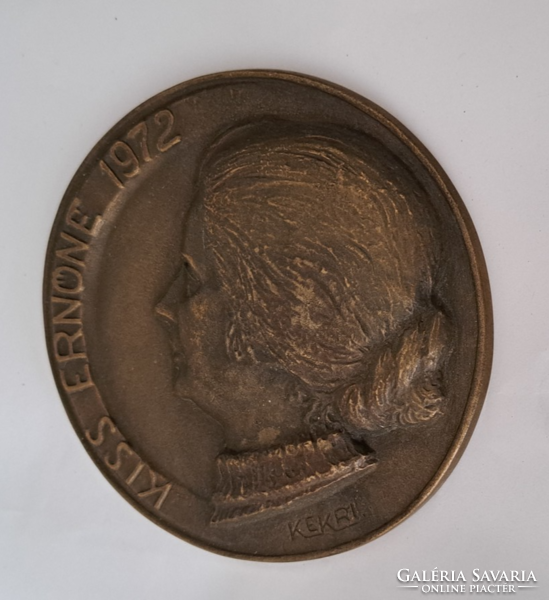 Ernőné Kiss 12 cm commemorative medal 39 dkg (n-7)