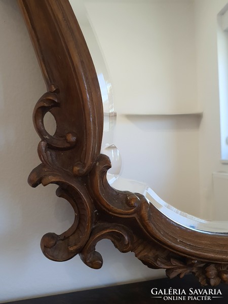 Baroque carved wooden frame with hand-polished, faceted mirror. (Video!)