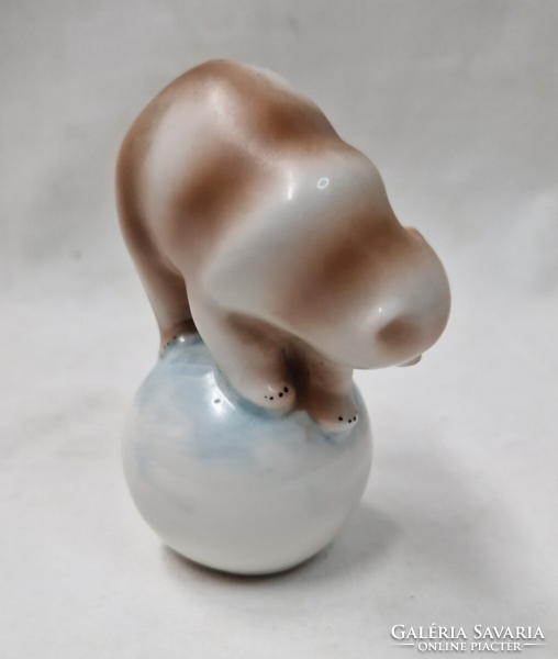 Hollóházi porcelán Cirkuszi medve vagy maci figura hibátlan állapotban  9 cm