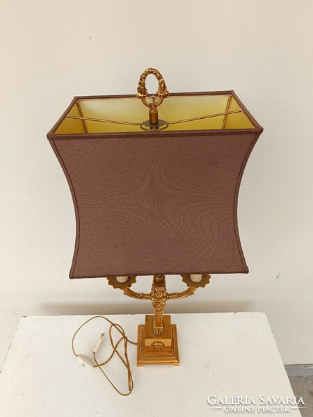 Antique empire style copper fixture table lamp with shade 864 8707