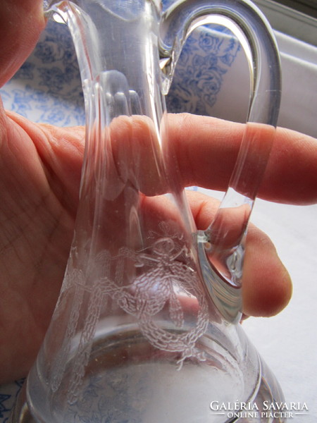 Old small glass incised jug