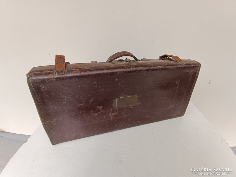 Antique tool bag suitcase suitcase with 3 handles costume film theater prop with damaged leather 723 8687