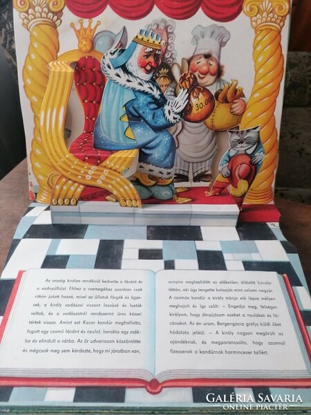 Csizmás Kandúr Kubasta 3D mesekönyv1970Prága Antikvár könyv Ritka