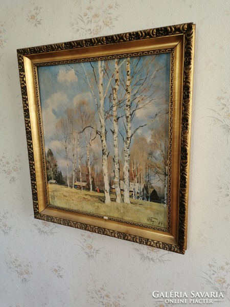 Winter landscape in an antique frame
