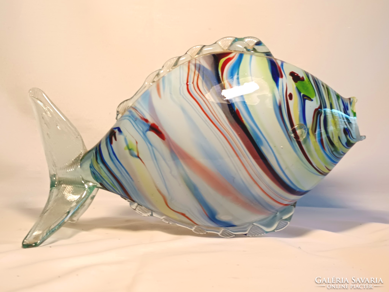 Nagyméretű üveg hal formájú váza
