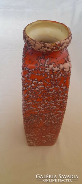 Tófej kerámia iparművész mázas váza retro 32x8cm