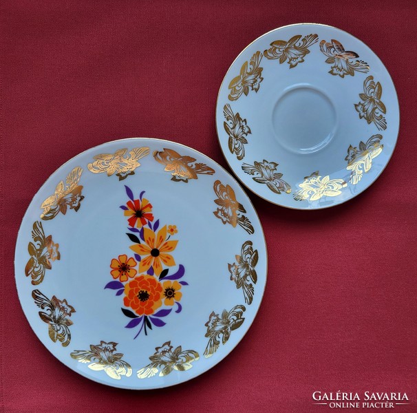 Bareuther waldsassen bavaria german porcelain breakfast plate pair incomplete saucer small plate plate