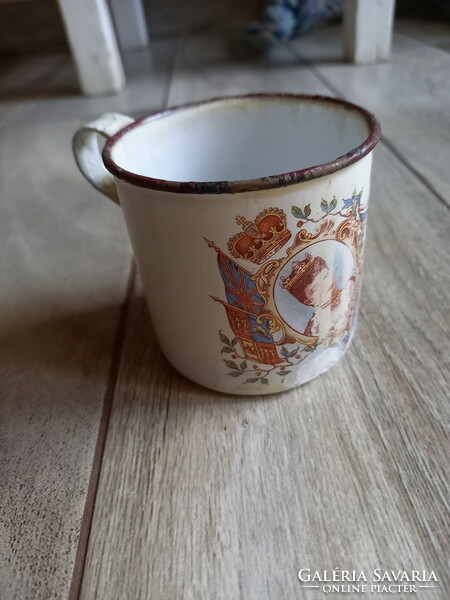 Antique Enameled Iron British Coronation Cup (1902)