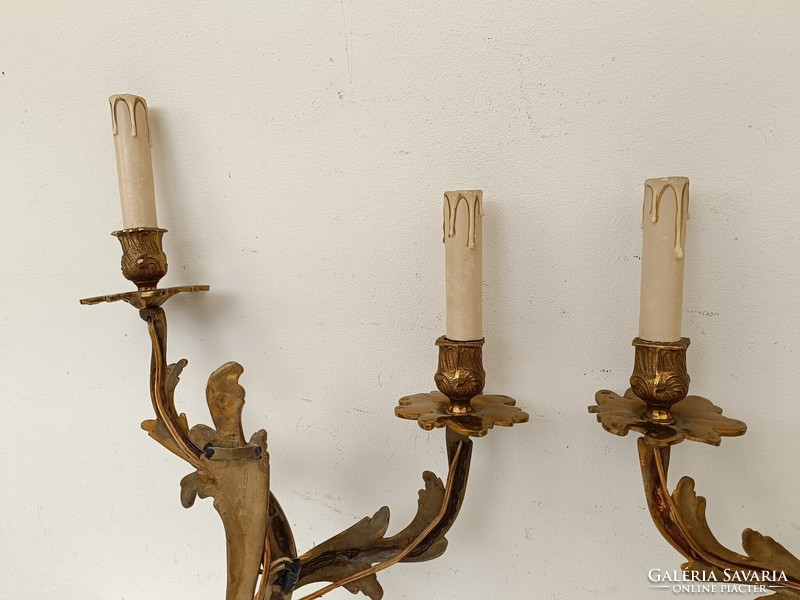 Antique patina wall arm 2 pcs 2 arm baroque copper + 4 new candle bulbs 712 8684