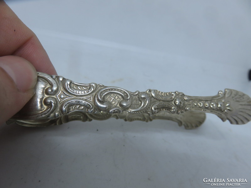 Hungarian silver neo-rococo sugar tongs