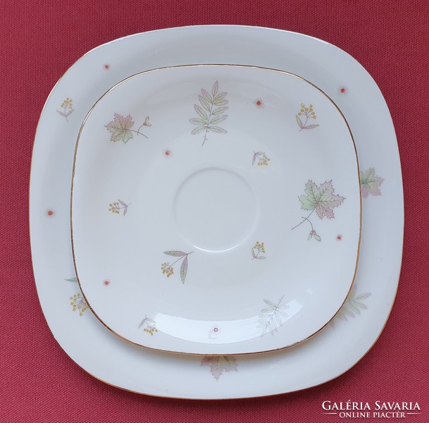 Wunsiedel Bavaria Claudia német porcelán reggeliző tányérpár hiányos csészealj kistányér tányér