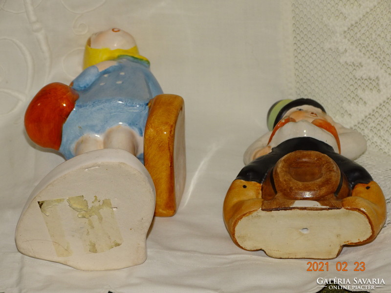 Bodrogkeresztúr? Glazed ceramic figures (traveler, barrel rider)