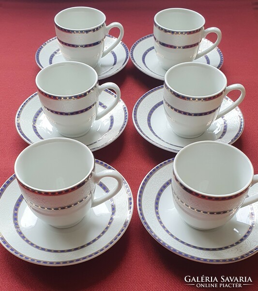 Elegáns porcelán kávéskészlet csésze csészealj tej tejszín kiöntő espresso rövid kávé eszpresszó