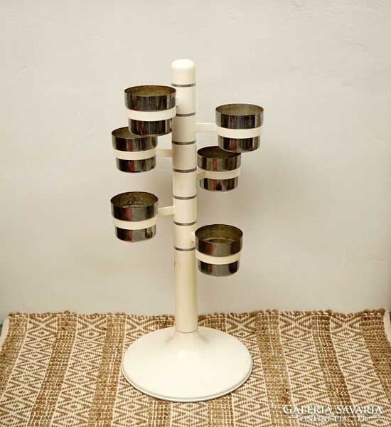 Mid century / space age flower stand / retro / metal / white / adjustable arms