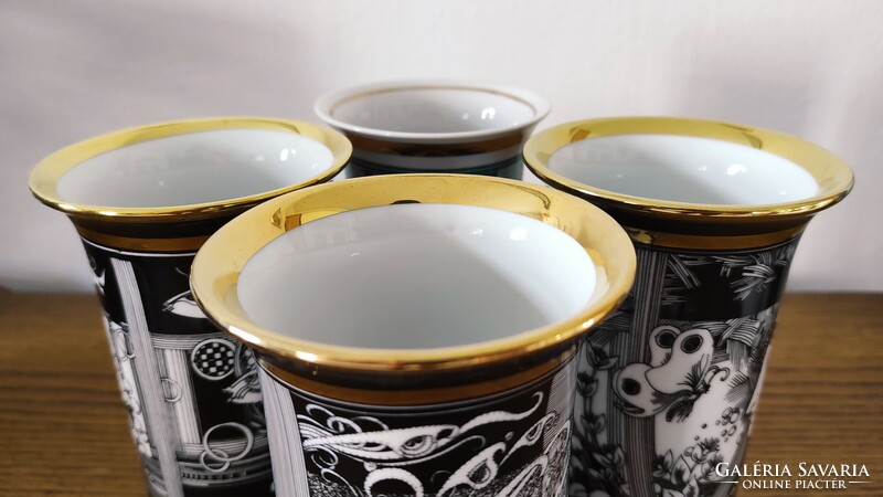 For sale 4 flawless Saxon Endre Hólloháza gilded porcelain vases (20cm)