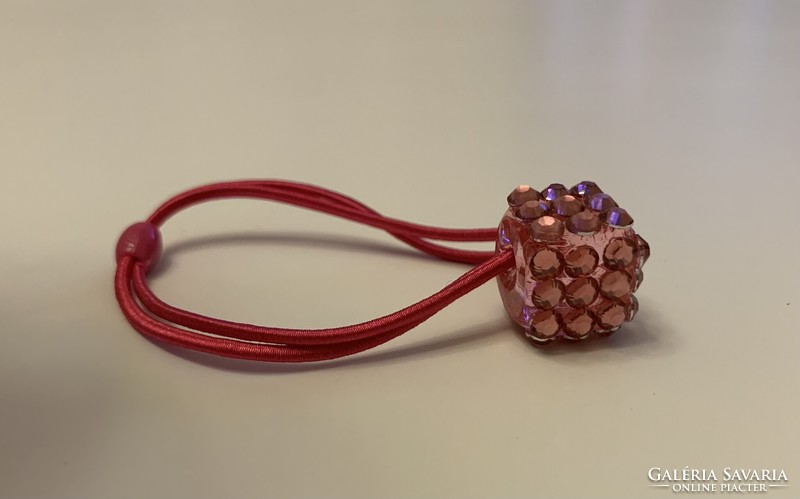 Új pink kocka dobókocka alakú köves metál fóliás szerű alapon ékköves hajgumi különleges