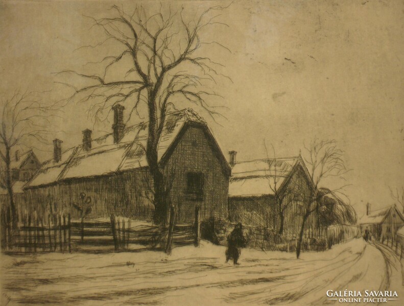 István Élesdy (1912-1987): winter in the village