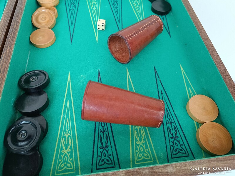 Antik backgammon társas játék ostábla arab játék dobozában 716 8678