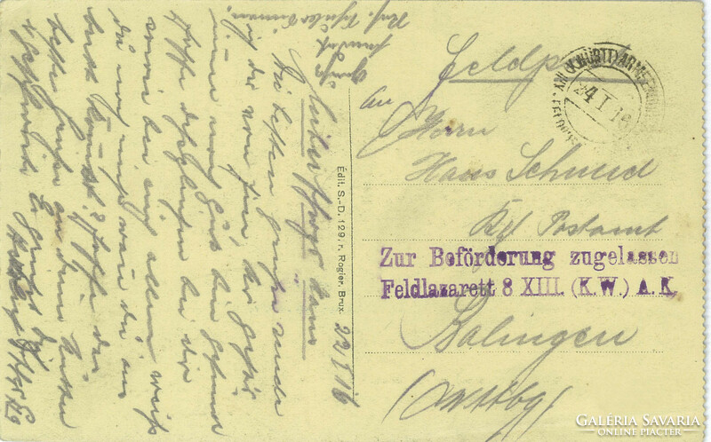 1916 – Wervik, Franciaország. A francia útdíjszedő iroda. Színezett fotólap, képeslap.