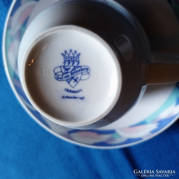 Német Graf von Henneberg forrócsokis/teás porcelán csésze + alátét
