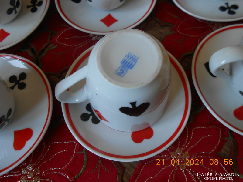 Zsolnay card pattern coffee cup, 6 pcs