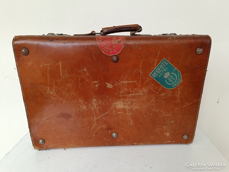 Antique dressed travel leather suitcase suitcase costume movie theater solid decorative prop with valva 724 8688