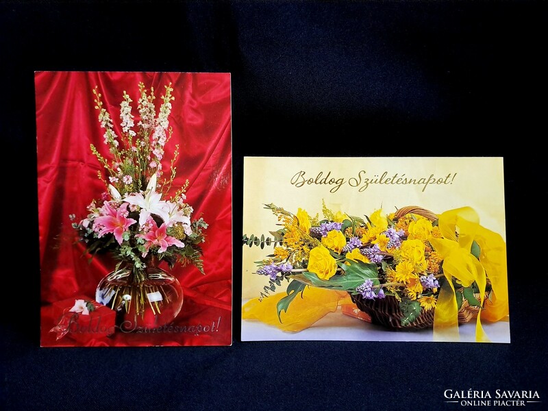28 db virágos, névnapi, születésnapi képeslap, postatiszta