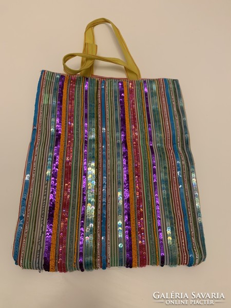 Különleges nagyméretű flitteres gyöngyös táska bevásárló shopping bag szatyor
