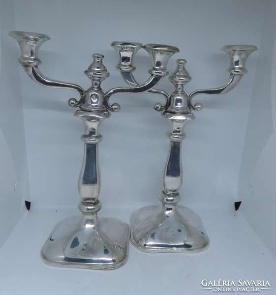 Viennese antique silver Biedermeier candelabra pair 1854