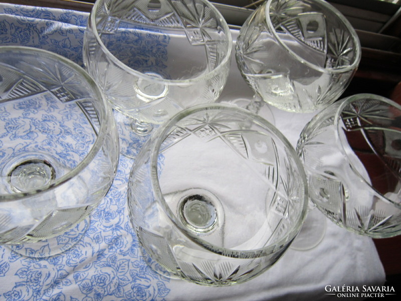 5 Old crystal champagne glass