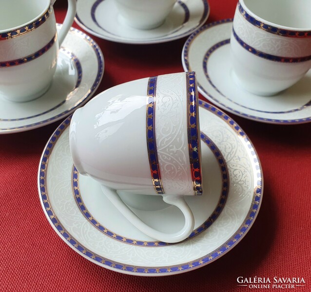 Elegáns porcelán kávéskészlet csésze csészealj tej tejszín kiöntő espresso rövid kávé eszpresszó