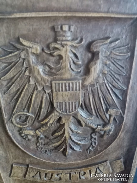 Hand-carved wall decoration, coat of arms of Austria for sale