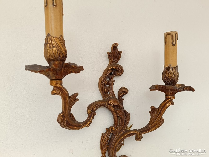 Antique patinated wall arm 1 piece 2-arm baroque copper + 2 new candle bulbs 748 8793