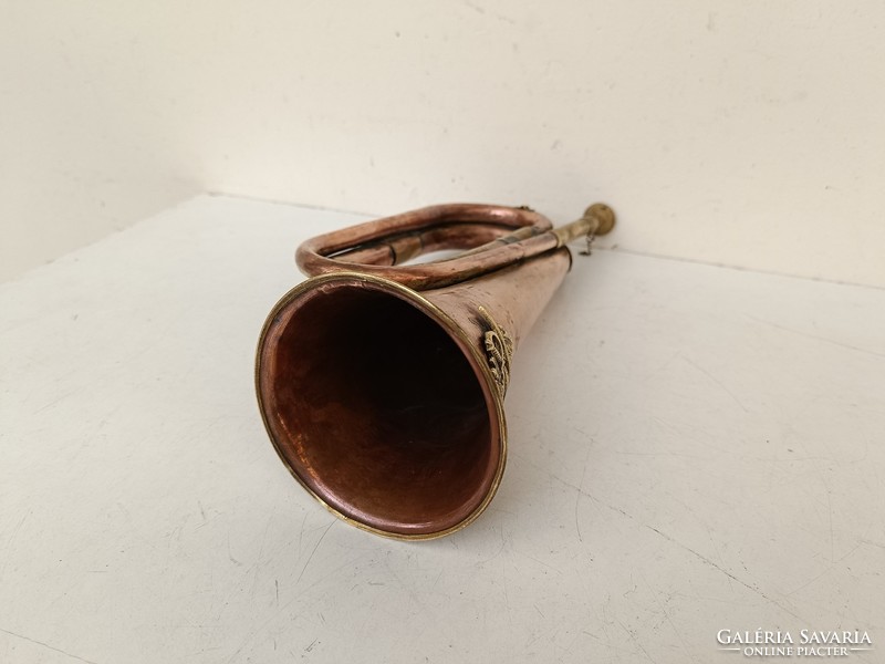 Antique musical instrument military trumpet British army copper military 711 8680