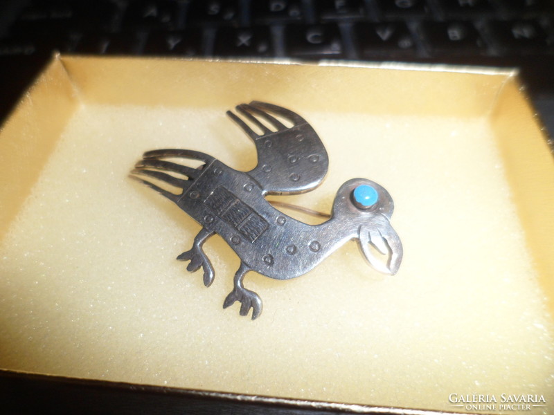 Silver brooch / turquoise