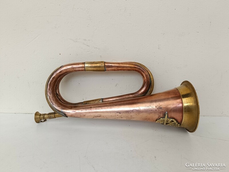 Antique musical instrument military trumpet British army copper military 711 8680