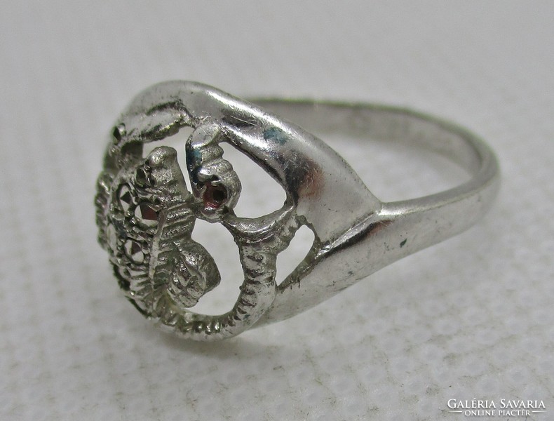 Beautiful antique horoscope marcasite silver ring Scorpio